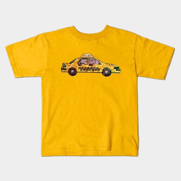 Yellow Taxi Cab Kids T-Shirt by radiogalaxy